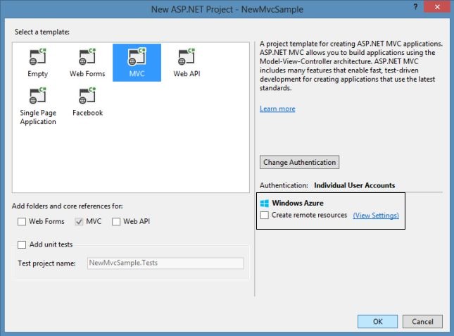 MVC Project Template in VS 2013